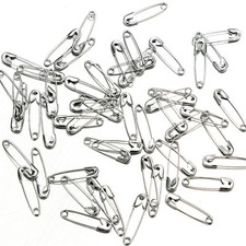 50 x Small Silver Colour Safety Pins Tiny 19mm Clothing Clothes Cards