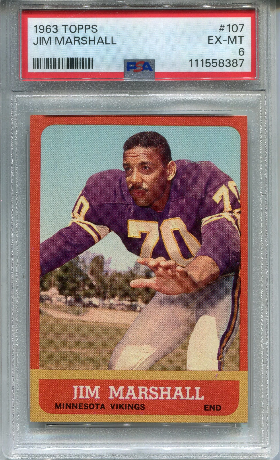 Deal for 1963 Topps #107 Jim Marshall Rookie PSA 6 EX-MT Minnesota Vikings