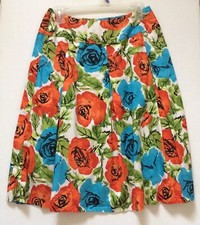TALBOTS Pleated Skirt 100 Cotton Floral Multicolor Women  s Sz 4
