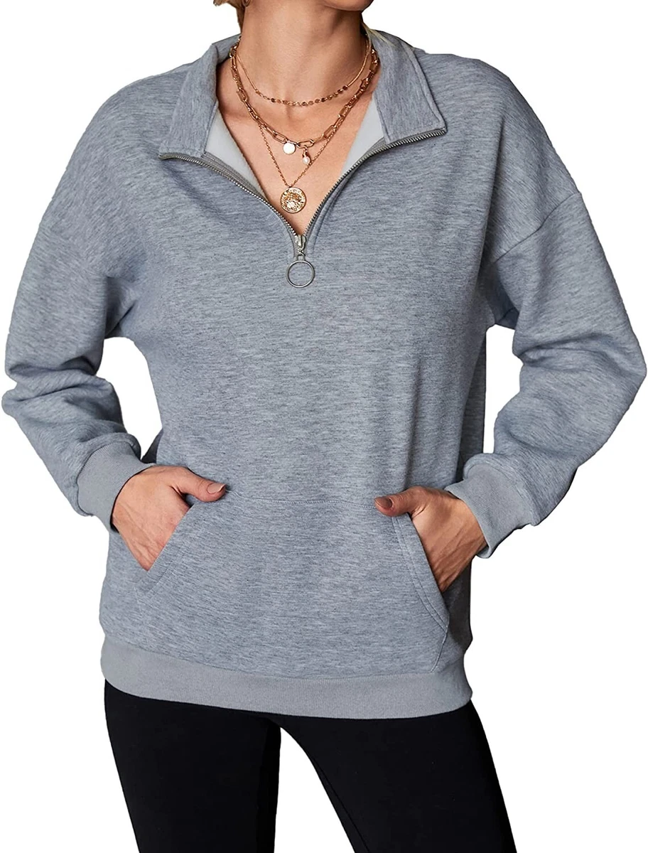 Womens grey top quarter zip sweatshirt
