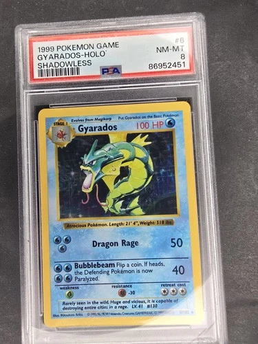 Pokemon Card  Base Set Shadowless Gyarados Holo CGC 8 Rare Pokémon  1999