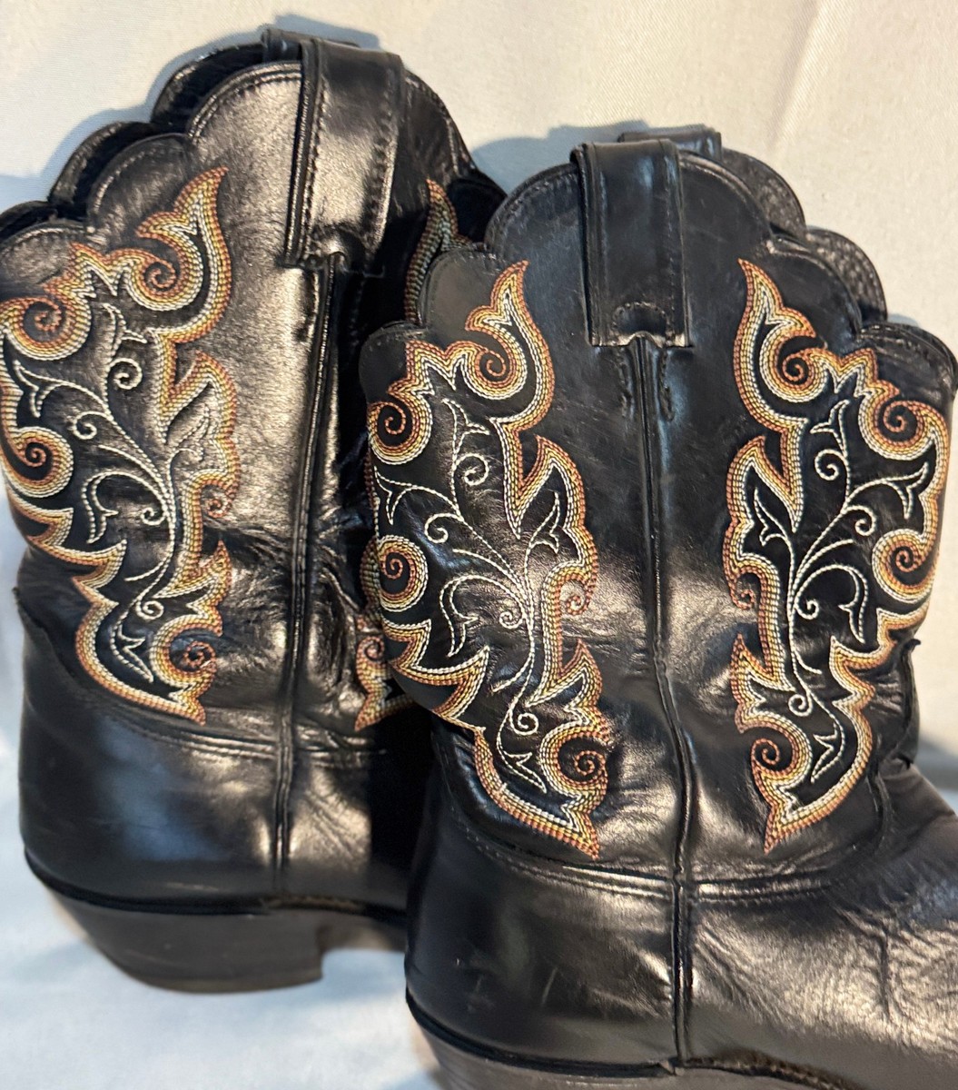 Bottes Western Femme Justin Boots – Cuir Marron à Lacets – Vintage – 7,5B