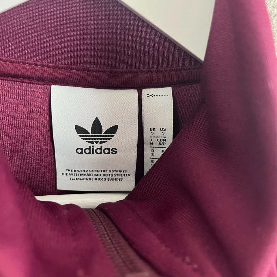 Chaqueta Adidas Para Hombre Pequeña Granate Beckenbauer Terciopelo Camiseta Original Firebird Foto 3 de 4