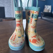 OAKI 4T Rain Boots Kids Toddler Foxes Birds and Squirrels Hedgehogs Waterproof