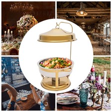 Gold Round Chafing Dish Buffet Set 9L Stainless Steel With Lid Holder