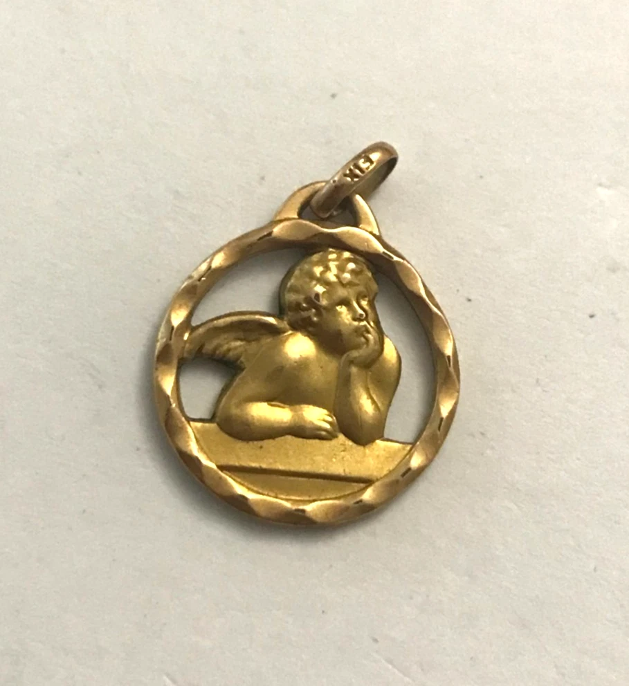 RARE PETIT PENDENTIF Art-Nouveau avec photo miniature de poupée EUR 35