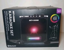 ART SOUND Portable Karaoke System Bluetooth LED RGB Lights w/ Mic  Stand-NEW-