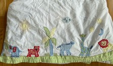 Pottery Barn Kids Animals Crib Skirt Elephant Tiger Zebra Giraffe Lion White