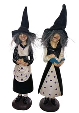 Transpac Fuzzy Hair Witch 11” Resin Figurines Set Of 2
