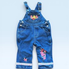 Disney Winnie The Pooh Overalls Girls 18M Blue Denim Embroidered Piglet Floral