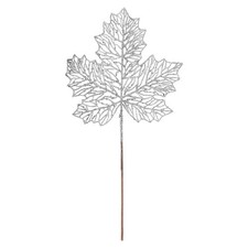 Weihnachten Glitzer Ahornblatt Spray Dekoration 45 cm x 22 cm Silber x 1