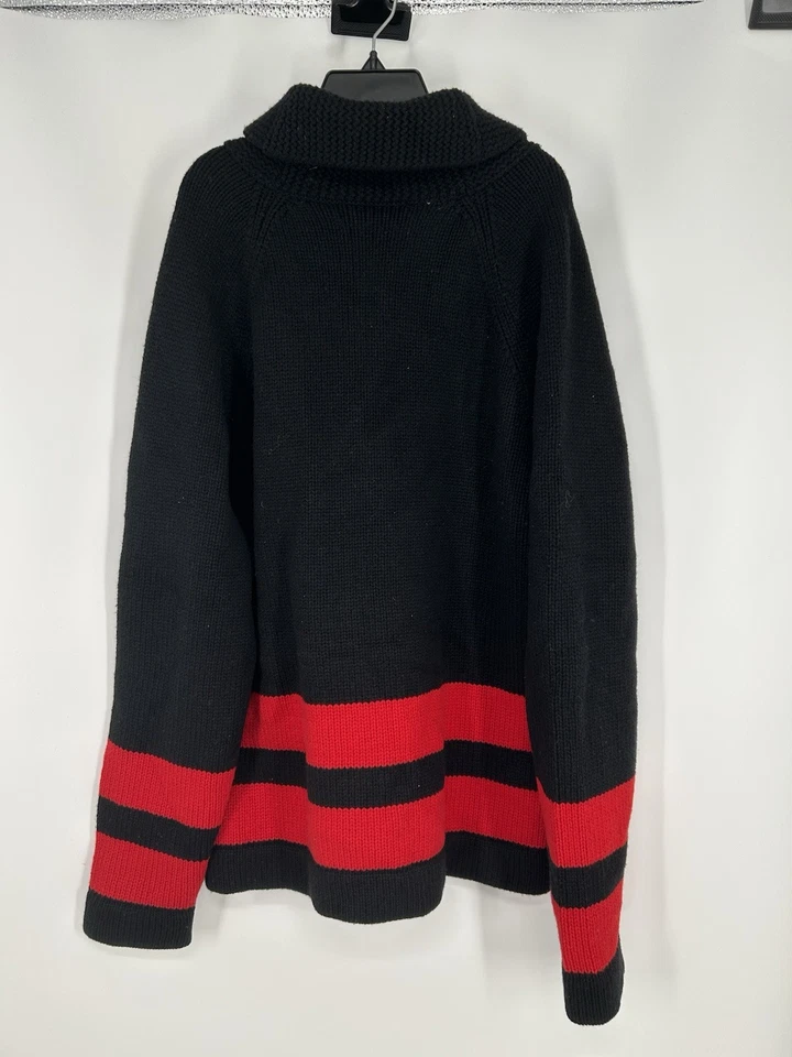 Polo Ralph Lauren 100% Lana de Cordero Chal Cuello Cárdigan Suéter Rayas Para Hombres XL Foto 2 de 4