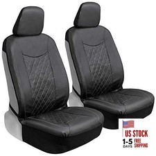 Motor Trend Faux Leather Car Seat Covers   Premium Automotive Black Stitched