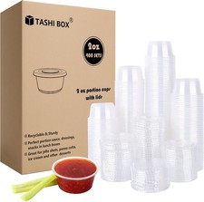 400 Sets - 2 oz Jello Shot Cups with Lids, Small Plastic Portion Cups with Lids,