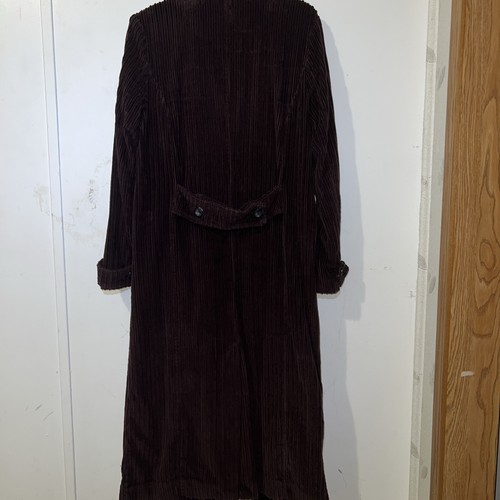 Free People Long Ribbed Corduroy Brown Trench Pea Coat Overcoat Soft XS Retro - Picture 5 of 5
