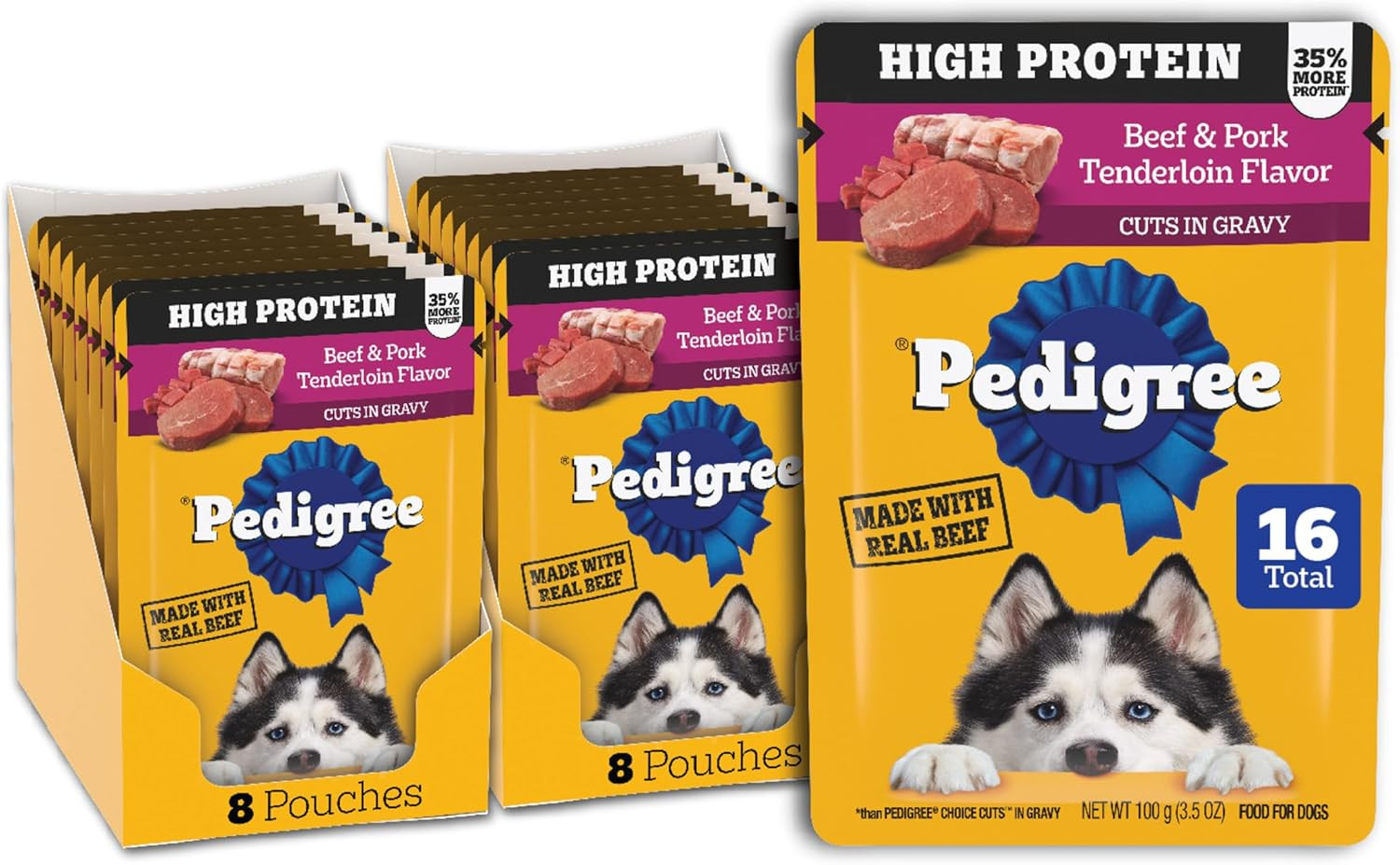 High Protein Adult Soft Wet Dog Beef & Pork Tenderloin, 3.5 