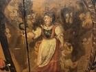 ANTIQUE FOLK ART PRIM OIL ON BOARD PORTRAIT WOMAN FARMER FLORAL GARLAND FRAMED — photo 7