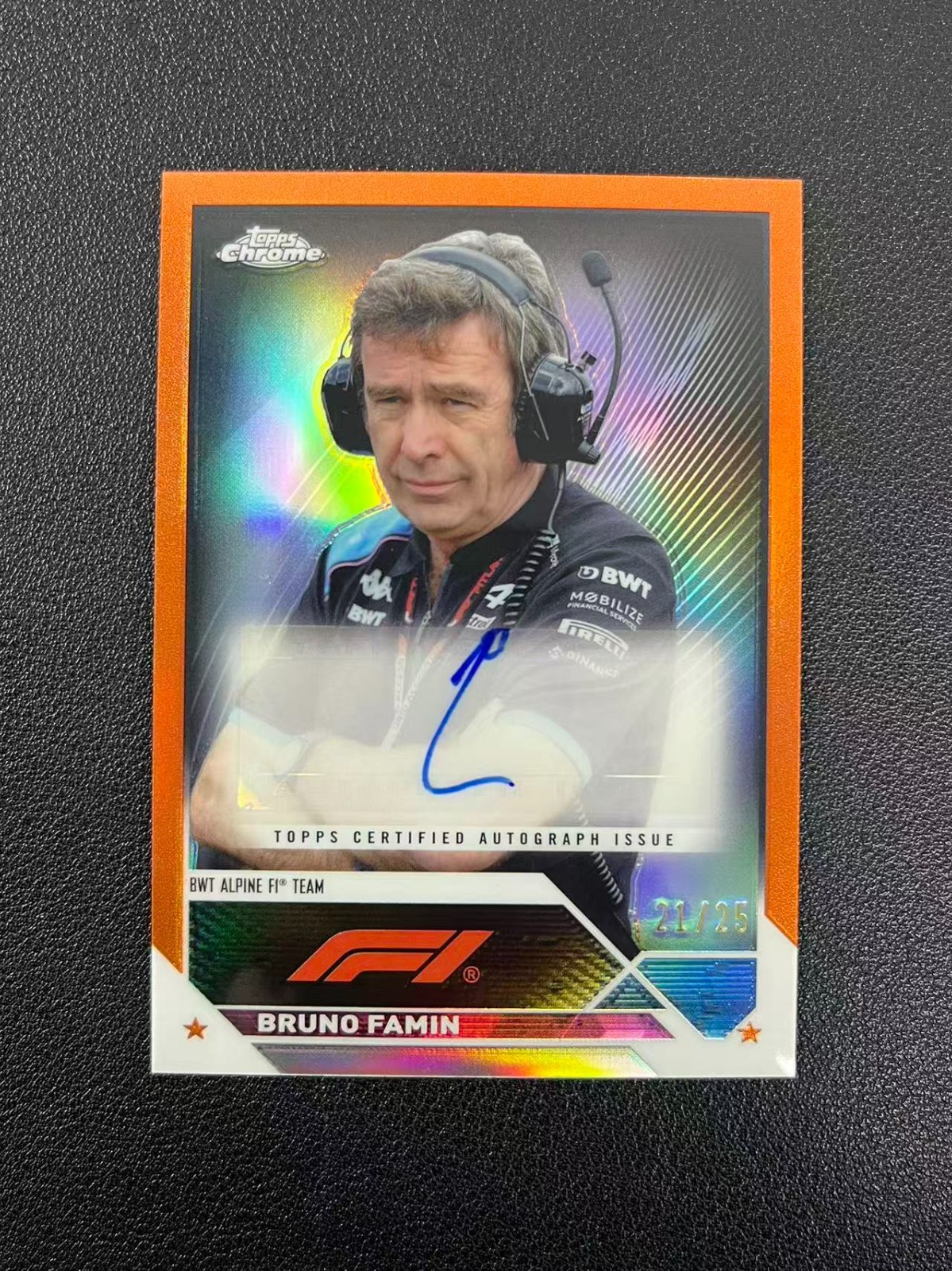 2023 Topps Chrome F1 Bruno Famin AUTO Orange 21/25 #CAC-BF MOMO