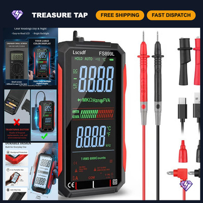 USB Rechargeable Digital Multimeter 6000 Counts, Large Color Screen, Auto Rangin