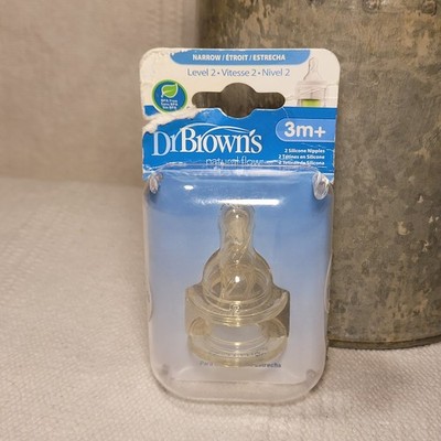 Dr. Brown's Level 2 Natural Flow Baby Bottle Nipple 2 Pack For 3 Months+ Narrow