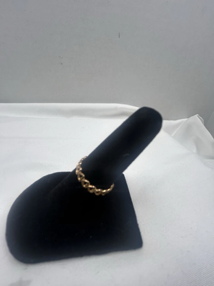 Genuine Pandora 14K Gold Plated Linked Love Stackable Ring Open Hearts Size 4 - Image 3 of 4