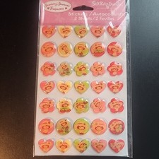 Strawberry Shortcake Epoxy Stickers Stickety-Doo-Da Hearts Flowers 2 Sheets NIP