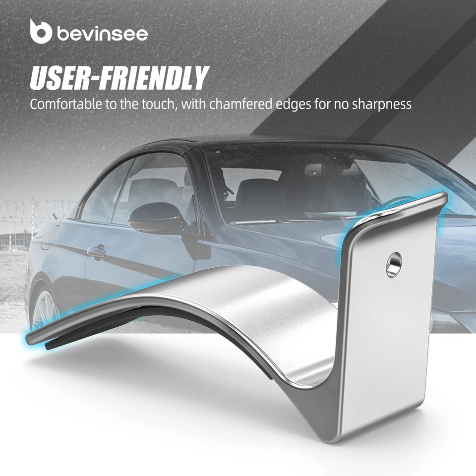 BEVINSEE For BMW E92 2007-2013 Seatbelt Extender Arm Fix Hooks Aluminium Silver - Image 4 of 4