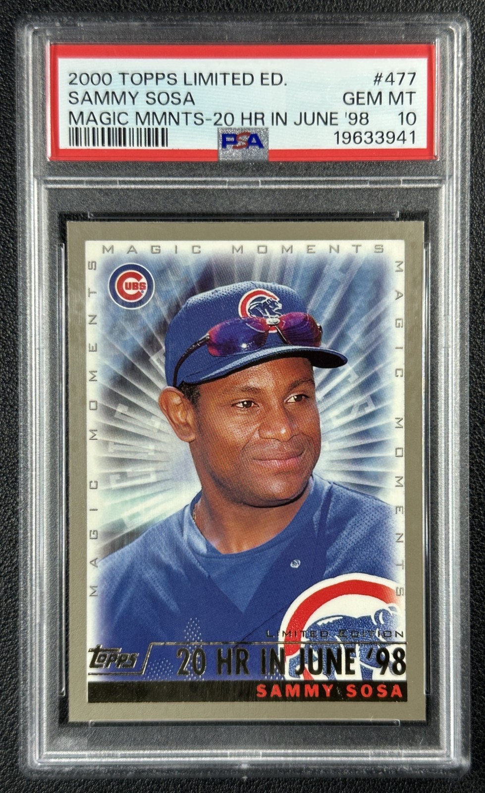 POP 1 SAMMY SOSA PSA 10 2000 TOPPS #477 MAGIC MOMENTS 20 HR IN JUNE CUBS 3941