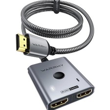 HDMI Switch 2 in 1 Out 4K 60Hz, with 3.3ft Fixed Braided HDMI Cable, Aluminu...