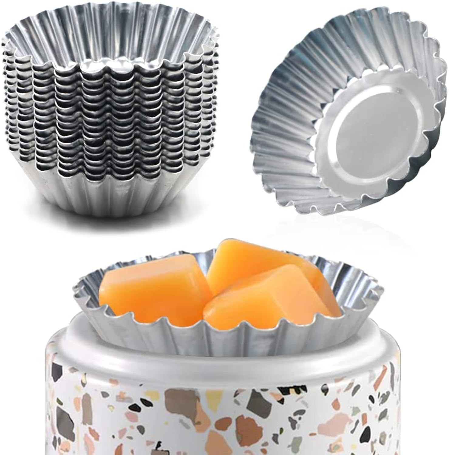 Aluminium Alloy Wax Melt Warmer Liners, 16 Reusable Leakproof Cups for Scented