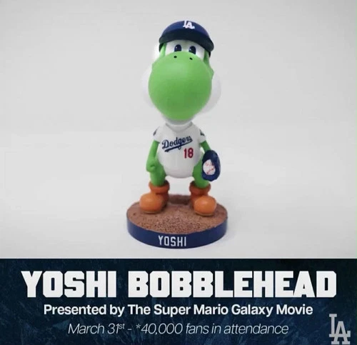 2026 Yoshi Los Angeles Dodgers Super Mario Bobblehead Nintendo Movie Presale New
