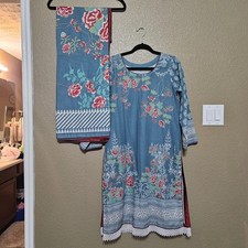 3 Piece Pakistani Light Khadder Kameez Shalwar Dupatta Winters Pit To Pit 21 In