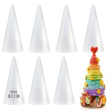 8 Pack Styrofoam Cones for Craft 7.7x3in Craft Foam Tree Cones White Small Po...