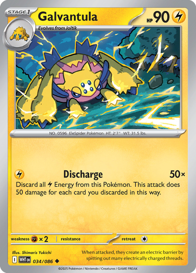 Galvantula - 034/086 - Uncommon (Near Mint) White Flare - Lightning Pokémon