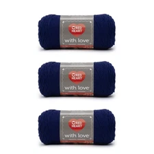 With Love Yarn 3 Pack 7oz #4 Worsted Weight Acrylic Navy Color Blue