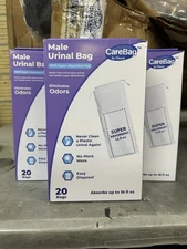 NEW CareBag By Cleanis Male Urinal Bag 20 Bag Each Pack (3packs)