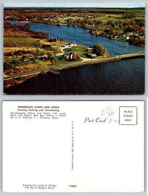 Kennebasis Camps & Lodge Princeton Maine Aerial View Postcard