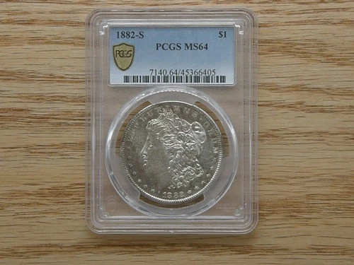 1882-San Francisco-PCGS MS64-graded-$1 Morgan Dollar-Free shipping-#93