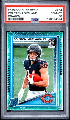 COLSTON LOVELAND RC 2025 DONRUSS OPTIC DRAGON PRIZM RATED ROOKIE SP 2/24 PSA 10