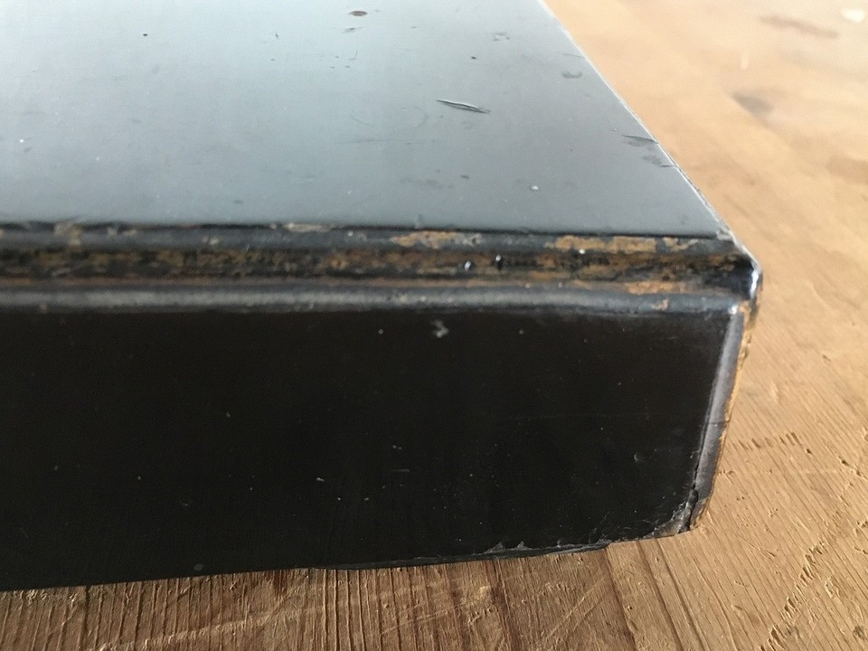 Write In Japanese V0732 Vintage Japanese Black Lacquer Box Writing Box Lidded Family ...