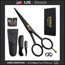 5" Premium Beard Mustache Scissors, Black High Carbon Stainless Steel Beard S...