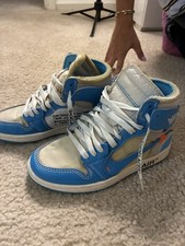 Nike Air Jordan 1 High Top Sneakers Blue/Whit...