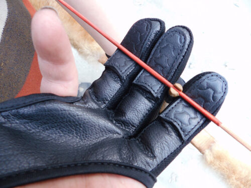 XL 3 Finger Tab Leather Archery Gloves Guard Bow Shooting Archery Protector  - Afbeelding 1 van 4