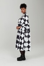 Checker Print Tiered Button-front Dress