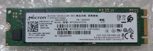 Micron 1300 MTFDDAV512TDL DP/N 0MYC8V M.2 2280 SATA 512GB SSD Hp Dell Laptop Pc