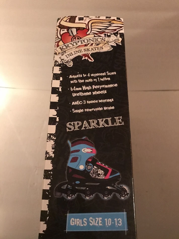 Sparkle Kryptonics Girls Adjustable Inline Skates Size 10-13 Nib - Image 3 of 4