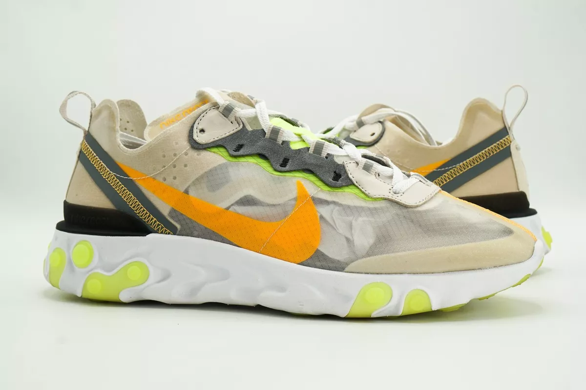 NIKE REACT ELEMENT 87 USED SIZE 9.5 OREWOOD BROWN LASER ORANGE AQ1090 | eBay