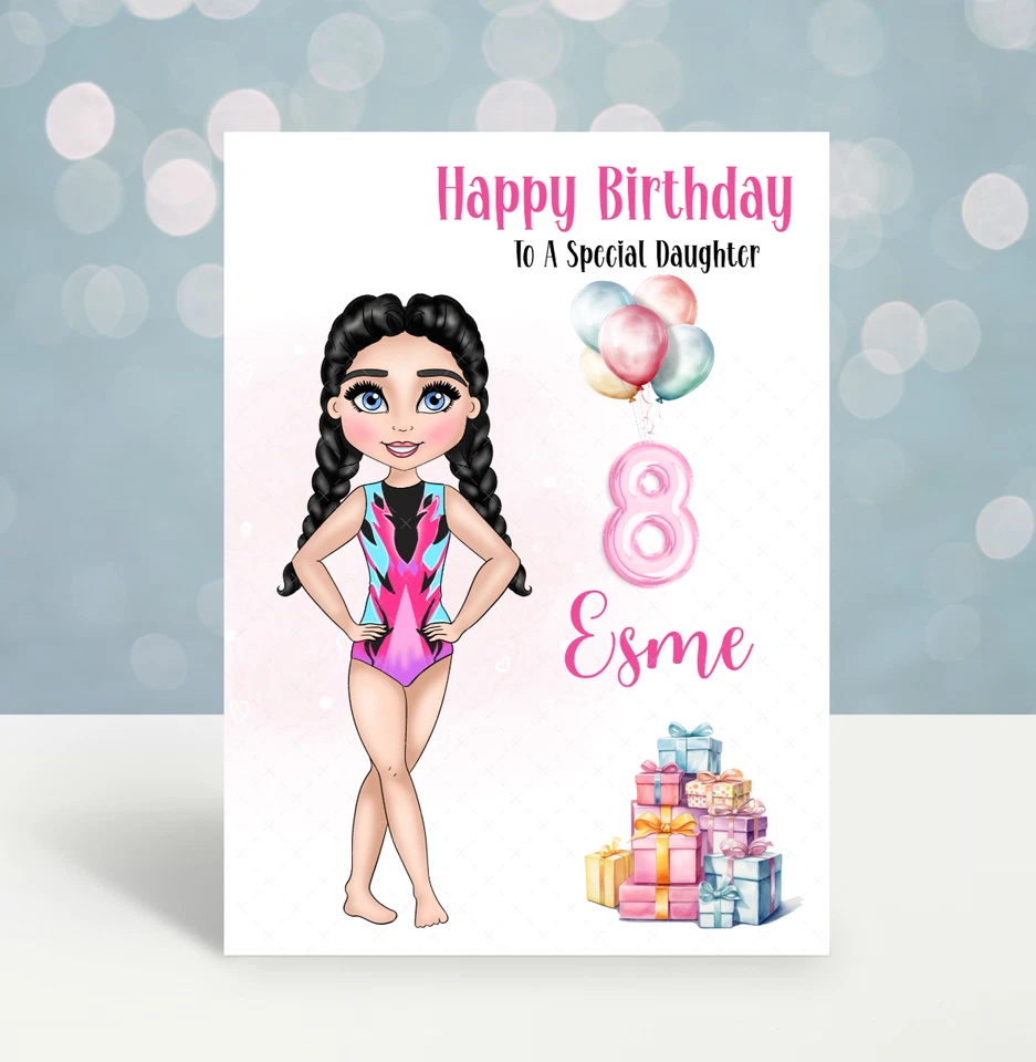 Personalised Girls Gymnastics Birthday Card Daughter Sister Friend Niece Gymnast - Image 2 of 4