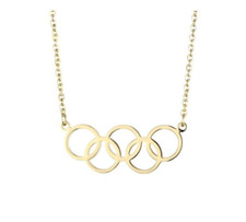 Olympic Sports Style Pendant Necklace 14k Yellow Gold Plated 925 Sterling Silver