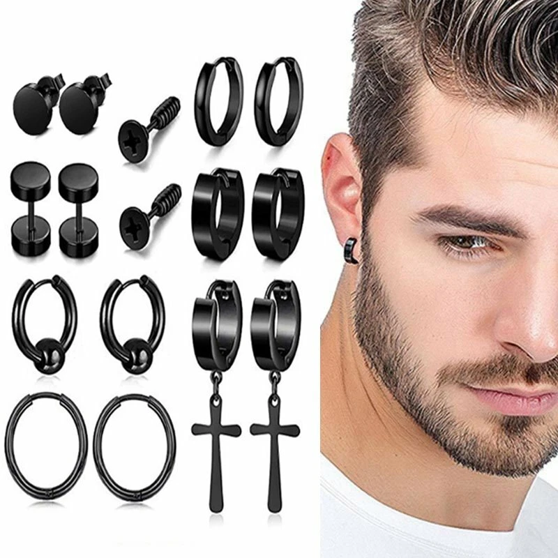 925 Silver Hoop Male Earring Regular - Pair – Code Earrings For Man